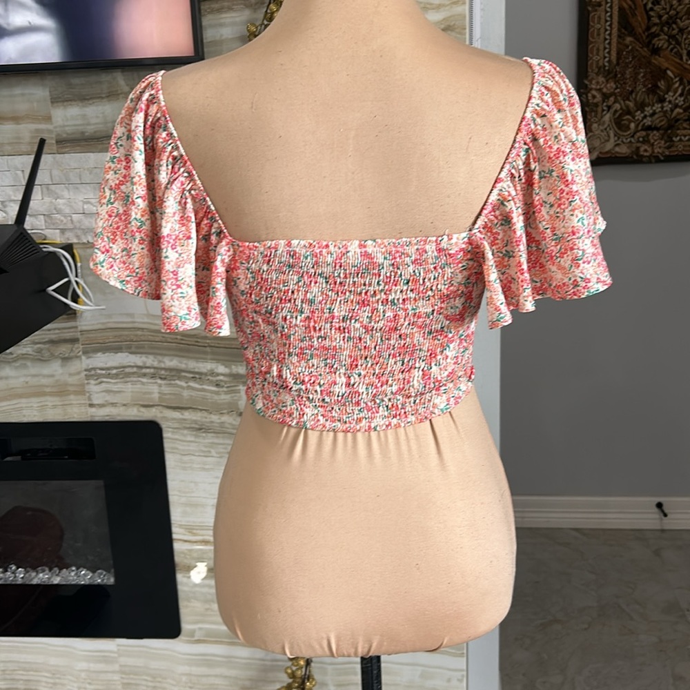Zara Cinched‎ Floral Crop Top. Size S( 256) - Picture 5 of 10